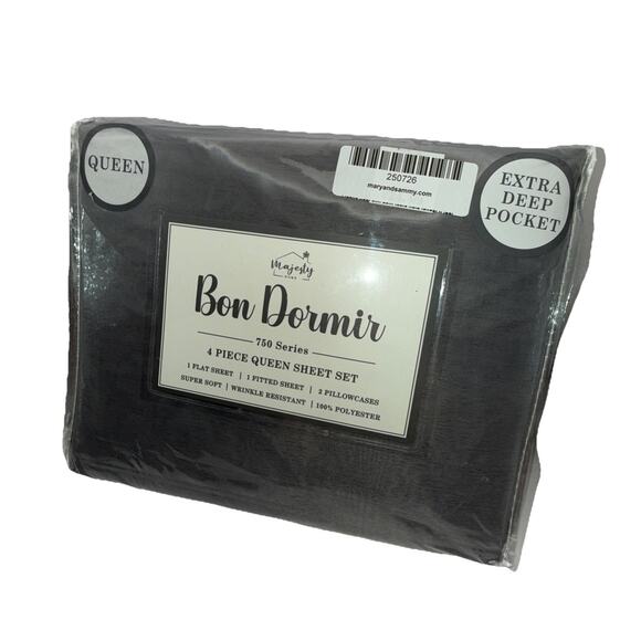 Queen Size Bed Sheet Set Gray - Majesty - Picture 1 of 9